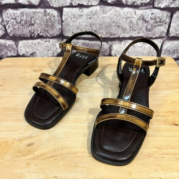 Nine West Brown Leather Strappy Sandals Size 7.5 - Picture 2 of 8